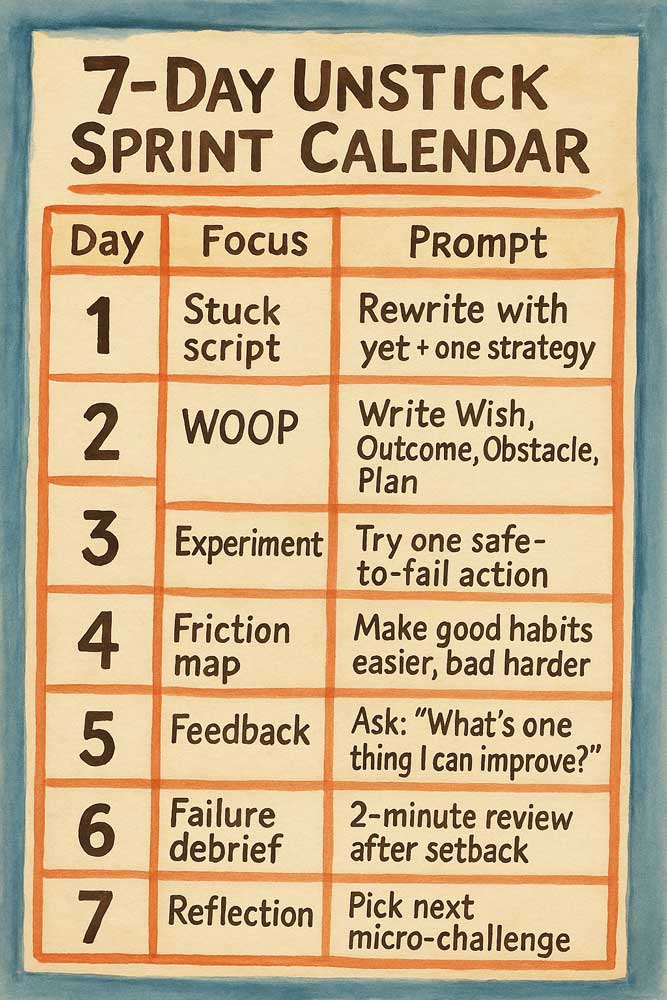 The 7-Day unstick sprint calendar