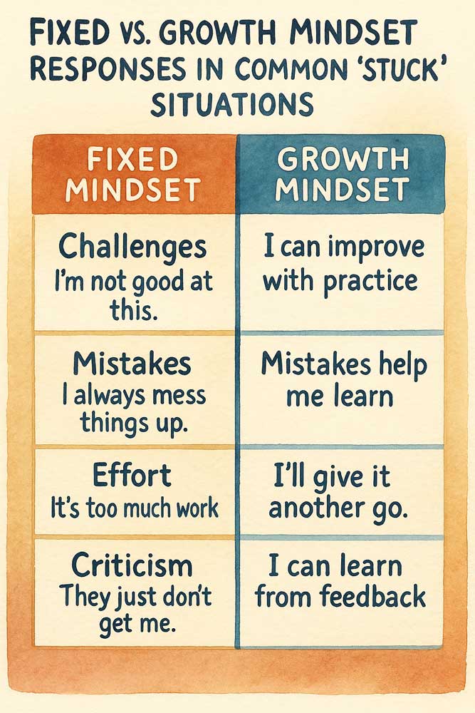 Growth vs. Fixed Mindset comparison